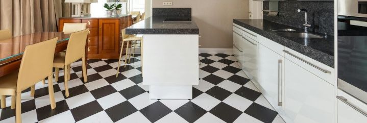 Clean and polished tiled floor in a Swansea kitchen.